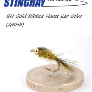 BH Gold Ribbed Hares Ear (GRHE) Olive #14 nymfi, Stingray Fly Fishing