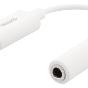 DELTACO sovitin USB-C – 3,5mm, stereoääni, aktiivinen, 11cm, valkoinen