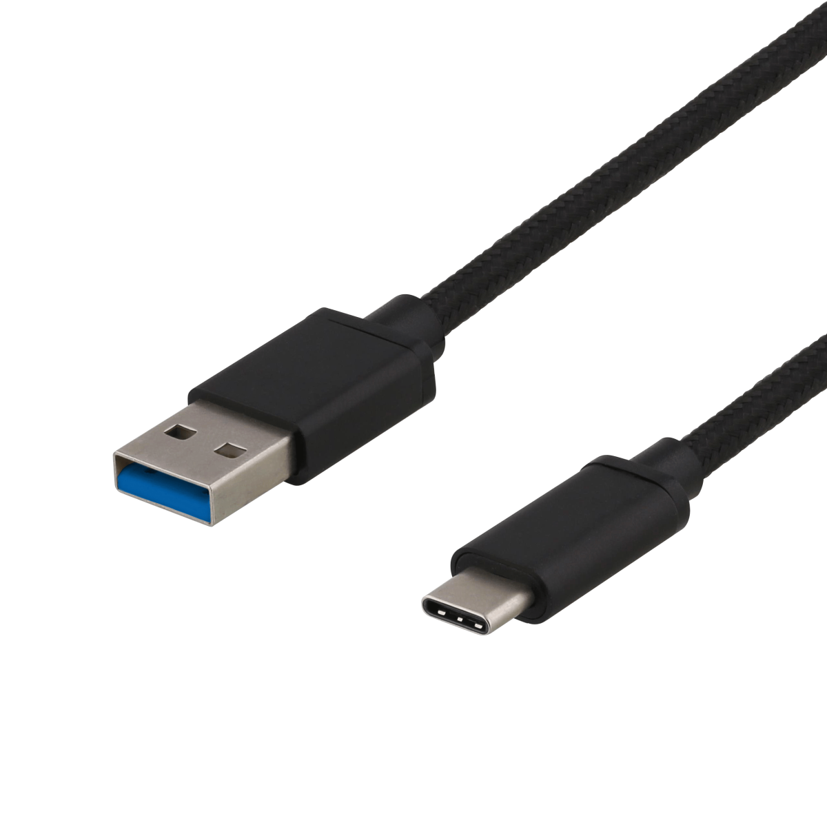 DELTACO USB 3.1 Gen1 USB-A – USB-C, kangaspääll., 1m, 3A 60W, musta