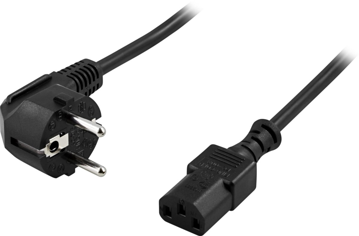 Laitekaapeli PC & seinäkosketin, CEE 7/7 – IEC C13, 3m