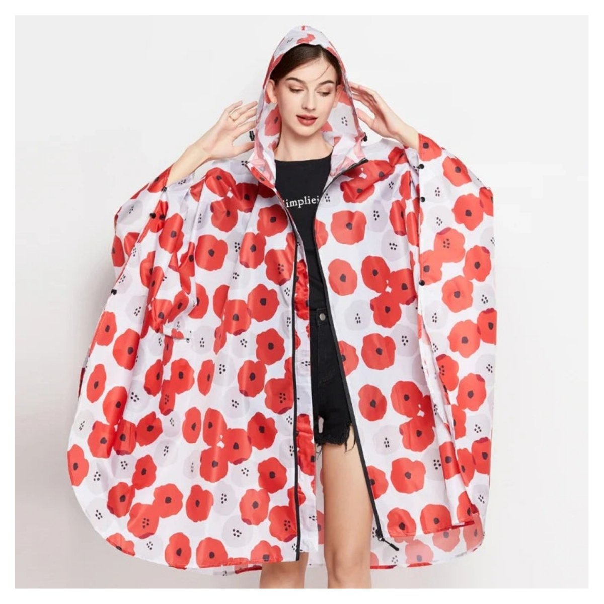 Sadeviitta Poncho, Poppy, Vetoketjullinen, Suojapussi - Image 4